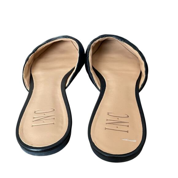 INC International Concepts Black Faux Leather Quilted Studded Mule Flats size 9 - Picture 5 of 7